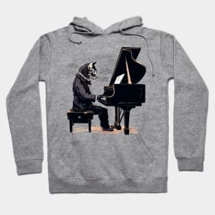 Cat playing piano Hoodie